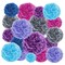 EpiqueOne 20-Piece Tissue Paper Pom Poms Party Decorations Kit - Blue, Teal, Purple, Lavender & Silver | Different Sizes - 6", 8", 10", 12" & 14" | Ideal for Birthdays, Bridal or Baby Showers & More